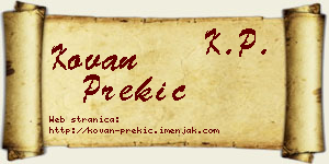 Kovan Prekić vizit kartica